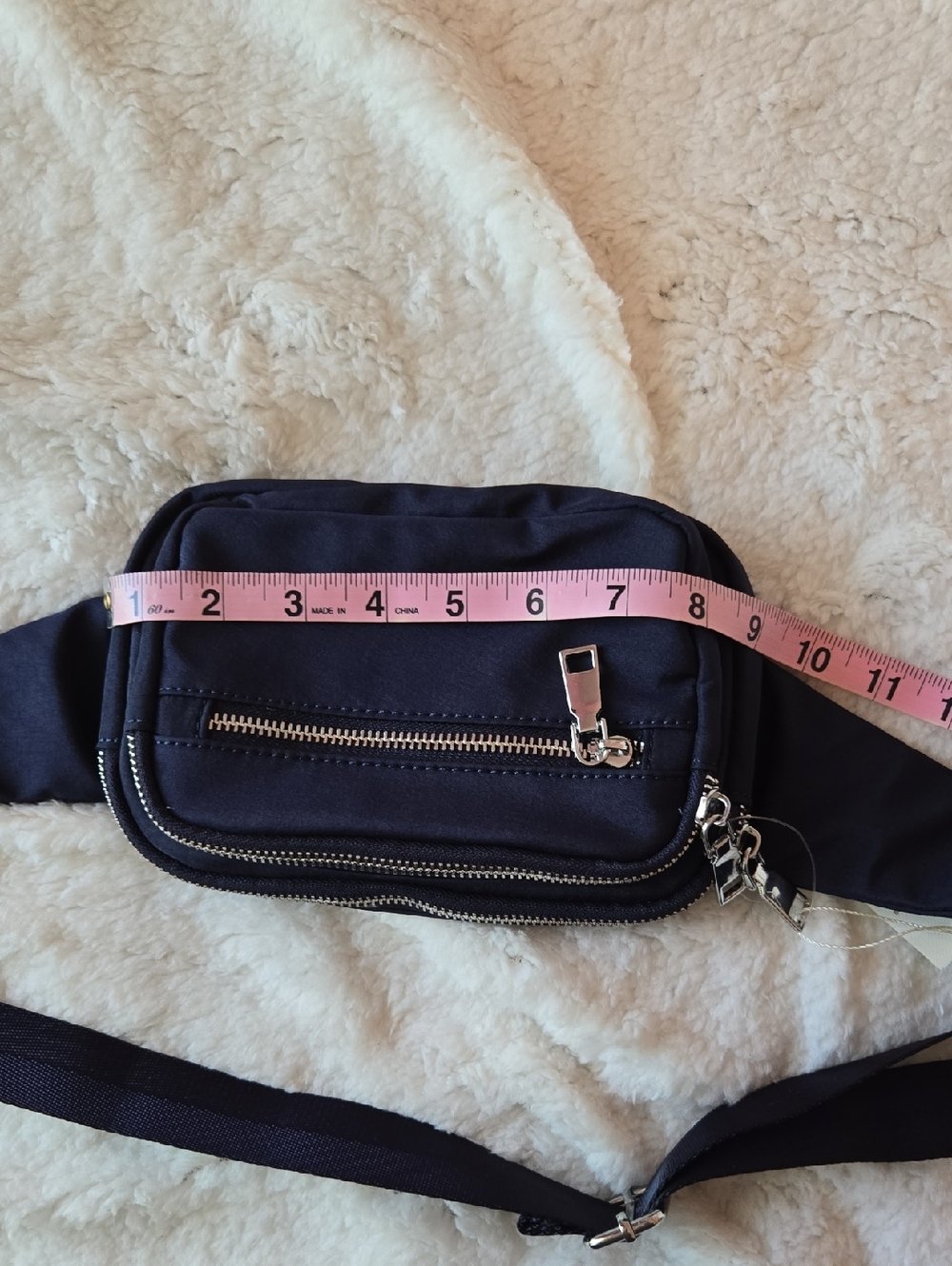 Ladies Navy Canvas Waist Bag with Adjustable Strap - Picture 7 of 11